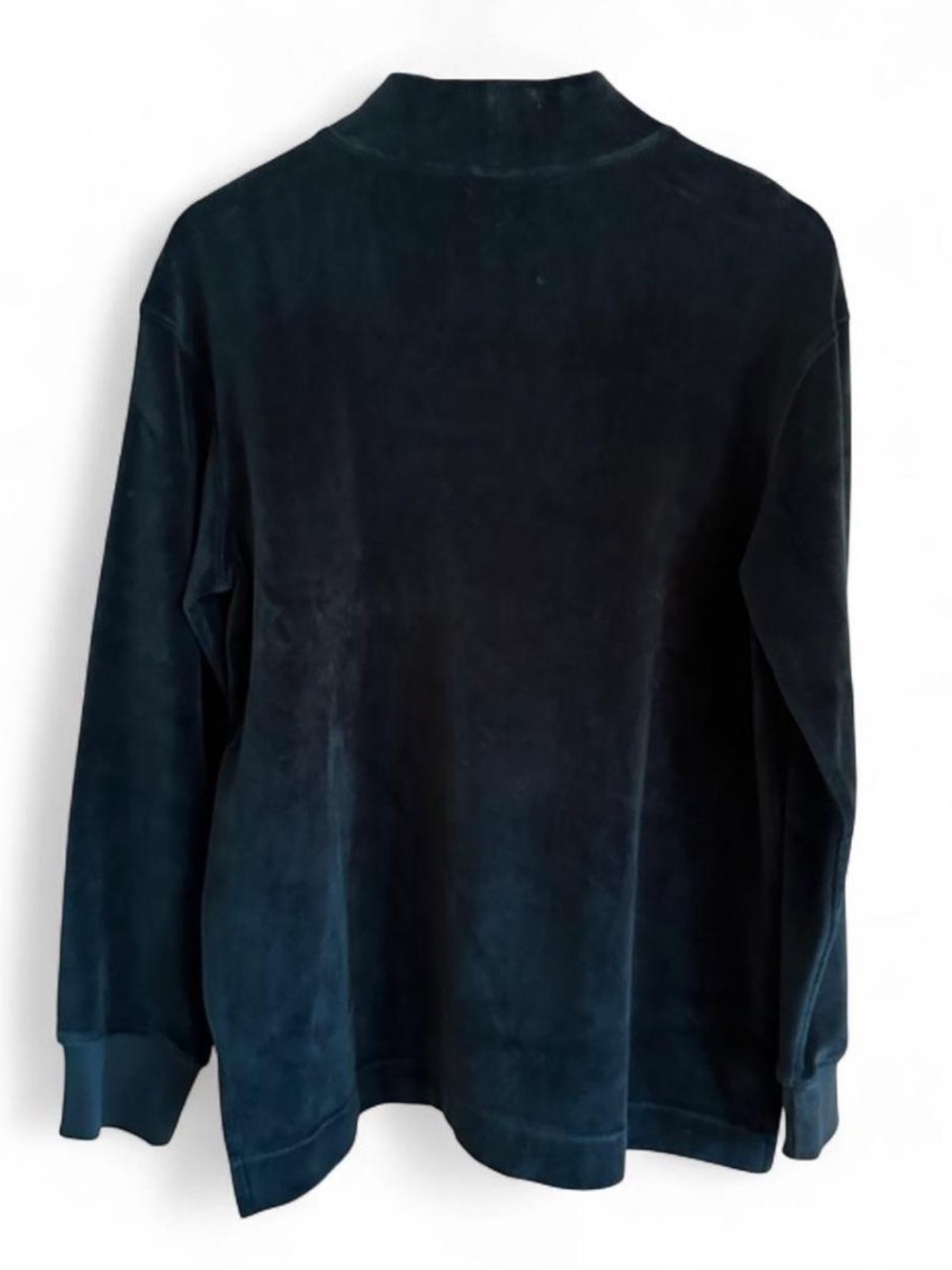 PACT Organic Cotton Pure Velour Mock Neck Pullover Deep Teal M Quiet Luxury Soft - Picture 3 of 8
